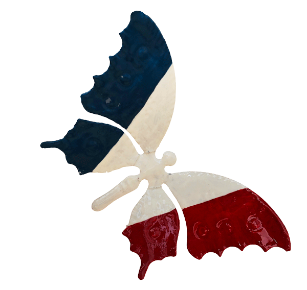 papillon en métal couleur drapeau francais